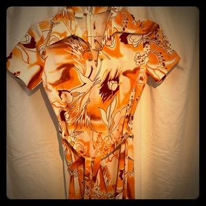 Vintage polyester ladies sht slv orange blouse